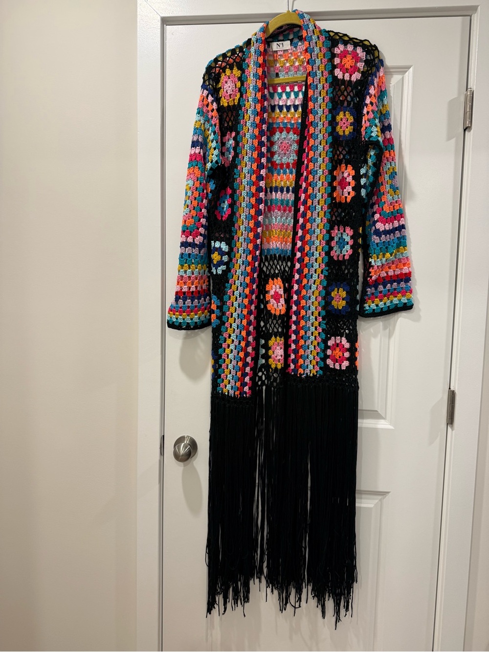 Colorful Crochet Fringe Cardigan